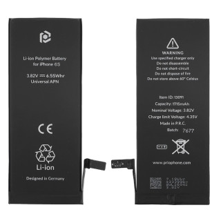 Baterija za Apple iPhone 6S, 1715 mAh, vključen trak za pritrditev Baterija za Apple iPhone 6S, 1715 mAh, vključen trak za pritrditev